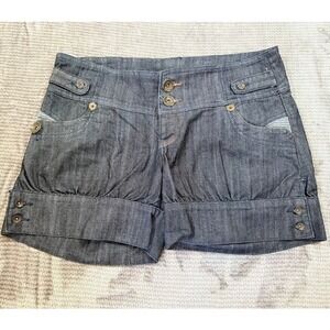 Apple Bottoms Denim Bubble Shorts Dark Wash Houndstooth Trim Y2K Size 11/12 36X5